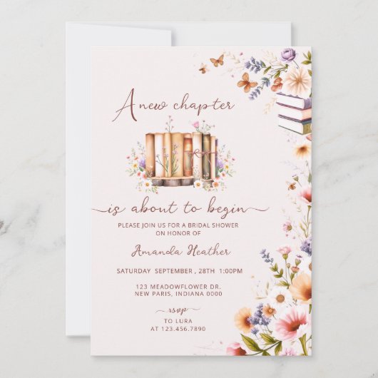 Boek thema Bruids douche uitnodiging (Voorkant)