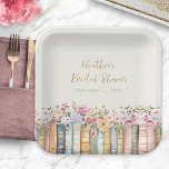 Boek Thema Bruids Papier Borden Papieren Bordje<br><div class="desc">Serveer uw gasten elegant op onze boek-thema vrijgezellenfeest papieren borden, die een prachtig deel zijn van het "Wildflower and Books" collectie. Deze borden zijn versierd met prachtige handgeschilderde waterverf illustraties van boeken en wilde bloemen in zachte tinten van roze, blauw, groen en goud, geplaatst tegen een verfijnde ivoren achtergrond. Elk...</div>