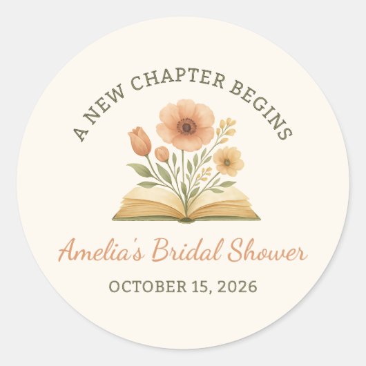 Boek Thema Bruiloft Feest - Waterverf Bloemen Ronde Sticker (Voorkant)