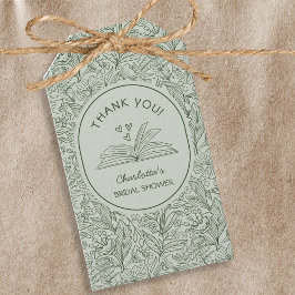 Boek Thema Groen Bloemig Literair Bruiloftsfeest Cadeaulabel