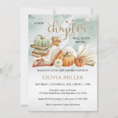 Boek Thema Groene Herfst Baby shower Genderneutraa Kaart (Voorkant)