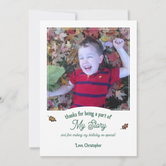 Boek Thema Herfst Bladeren Verjaardag Dank u Foto Kaart (Voorkant)