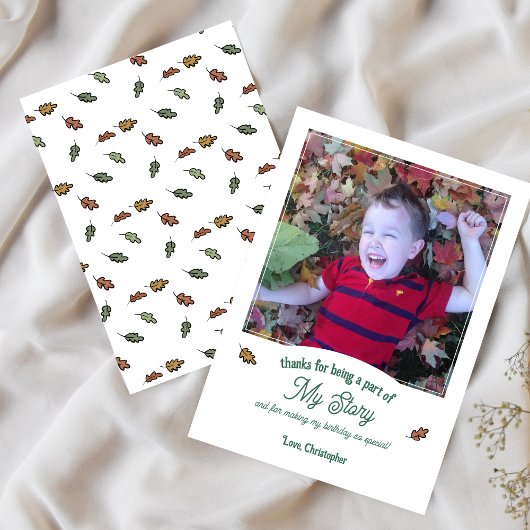 Boek Thema Herfst Bladeren Verjaardag Dank u Foto Kaart