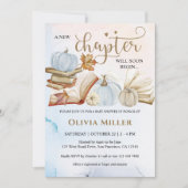 Boek Thema Herfst Blauw pompoen Baby shower Kaart (Voorkant)