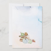 Boek Thema Herfst Blauw pompoen Baby shower Kaart (Achterkant)