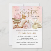 Boek Thema Herfst Roze Pompoen Baby shower Kaart (Voorkant)