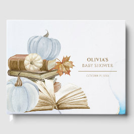 Boek Thema Pompoen Baby shower Blauw Gastenboek