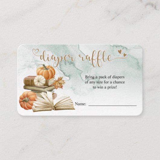 Boek Thema Pompoen Baby shower Luier Raffle Kaart (Voorkant)