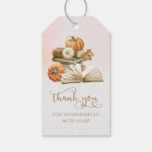 Boek Thema Pompoen Herfst Baby shower Favor Cadeaulabel (Achterkant)