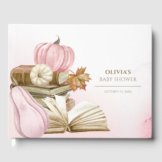 Boek Thema Roze Pompoen Baby shower Gastenboek (Voorkant)