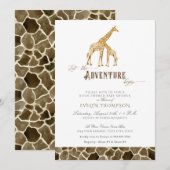 Boek thema Safari Adventure Baby shower Giraffes Kaart (Voorkant / Achterkant)