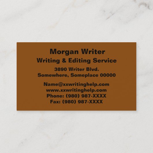 Boek Tunnel Freelance Schrijver, ZSSG Visitekaartje (Achterkant)