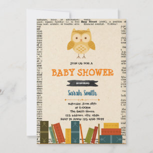 Boek uil babyshower uitnodigingskaart kaart