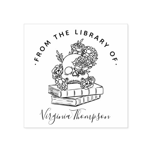 Boek Uit De Bibliotheek Gotische Schedel & Lettert Rubberstempel (Afrduk)