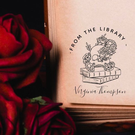 Boek Uit De Bibliotheek Gotische Schedel & Lettert Rubberstempel