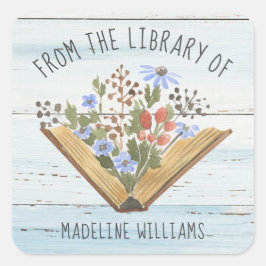 Boek uit de bibliotheek van het bladwijzer vierkante sticker