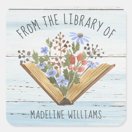 Boek uit de bibliotheek van het bladwijzer vierkante sticker (Voorkant)