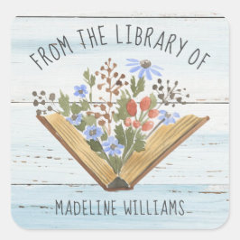 Boek uit de bibliotheek van het bladwijzer vierkante sticker