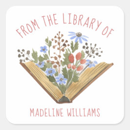 Boek uit de bibliotheek van het bladwijzer vierkante sticker