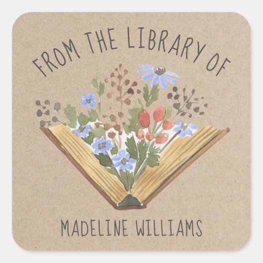 Boek uit de bibliotheek van het bladwijzer vierkante sticker (Voorkant)