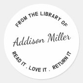 Boek uit de Bibliotheek van het Leraarsboek Ronde Sticker (Voorkant)