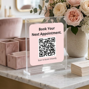 Boek uw volgende afspraak QR-code roze sticker