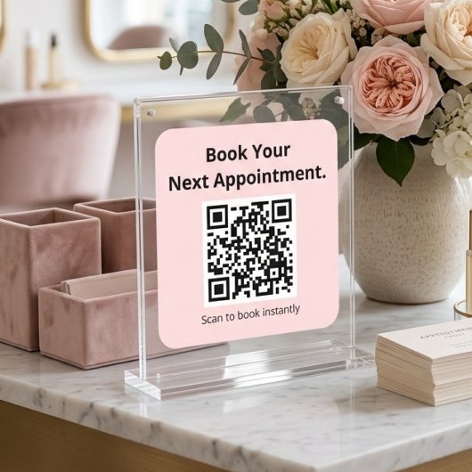 Boek uw volgende afspraak QR-code roze sticker
