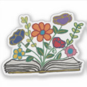 Boek van Bloemen Sticker (Voorkant)