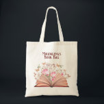 Boek van de bibliotheek van Floral Tote Bag<br><div class="desc">Whimsical open book met bloemen en vlinders met de gepersonaliseerde tekst "mok lezen",  een geweldig boekencadeau voor een geliefde van boeken of boekenclubs,  voor elk geval.</div>
