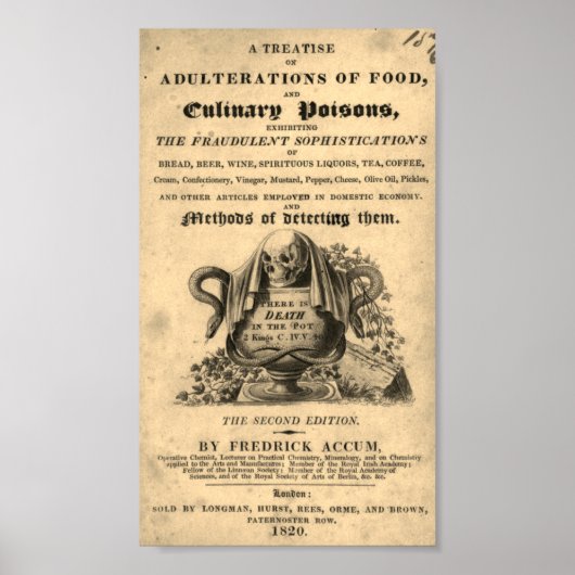 Boek van de culinaire gif van de 1820 antiek sched poster (Voorkant)