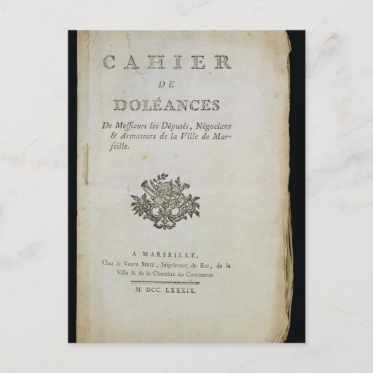 Boek van de klachten" briefkaart (Voorkant)