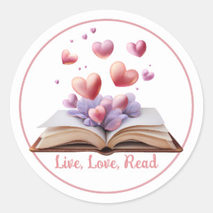 Boek van harten ronde sticker