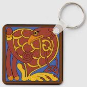 Boek van Kells Keltische knoop middeleeuwse vogel Sleutelhanger (Achterkant)