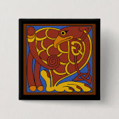 Boek van Kells Keltische knoop middeleeuwse vogel Vierkante Button 5,1 Cm (Voorkant)