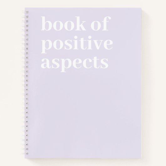 Boek van Positieve Aspecten Minimalistische tekst (Voorkant)