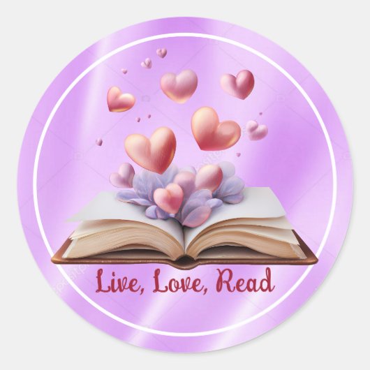 Boek van Roze Hartjes Ronde Sticker (Voorkant)