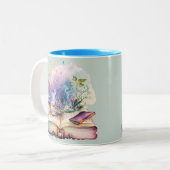 Boek van Shadows Mystical Pagan Wiccan Halloween Tweekleurige Koffiemok (Voorkant links)