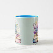 Boek van Shadows Mystical Pagan Wiccan Halloween Tweekleurige Koffiemok (Center)