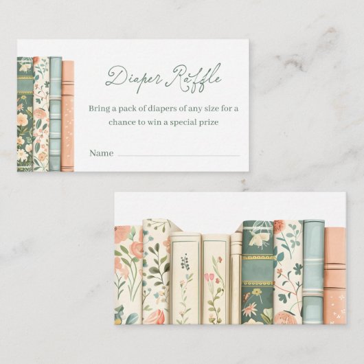 Boek Verhaal Thema Luier Raffle Ticket Informatiekaartje (Voorkant / Achterkant)