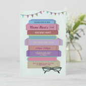 Boek Verjaardagsbibliotheek Nodig uit om roze boek Kaart (Staand voorkant)