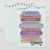 Boek Verjaardagsbibliotheek Nodig uit om roze boek Kaart (Voorkant / Achterkant)