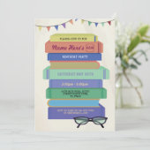 Boek Verjaardagsbibliotheek Uitnodigen Leesstapel Kaart (Staand voorkant)