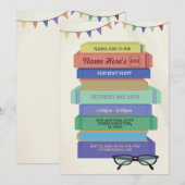 Boek Verjaardagsbibliotheek Uitnodigen Leesstapel Kaart (Voorkant / Achterkant)