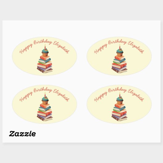 Boek Verjaardagsfeest Kinder Lezing Ovale Sticker (Vel)