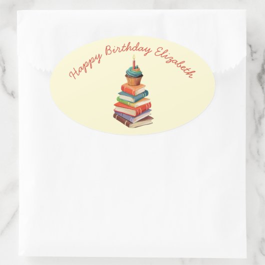 Boek Verjaardagsfeest Kinder Lezing Ovale Sticker (Tas)