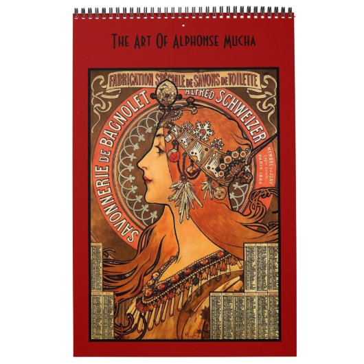 Boek Vintage Alphonse Mucha 14 Afbeeldingen Bekend Kalender (Hoes)