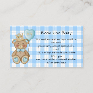 Boek voor baby, beren baby shower-insteekkaart contactkaartje