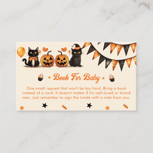 Boek voor Baby Black Cat Halloween Party Informatiekaartje (Voorkant)