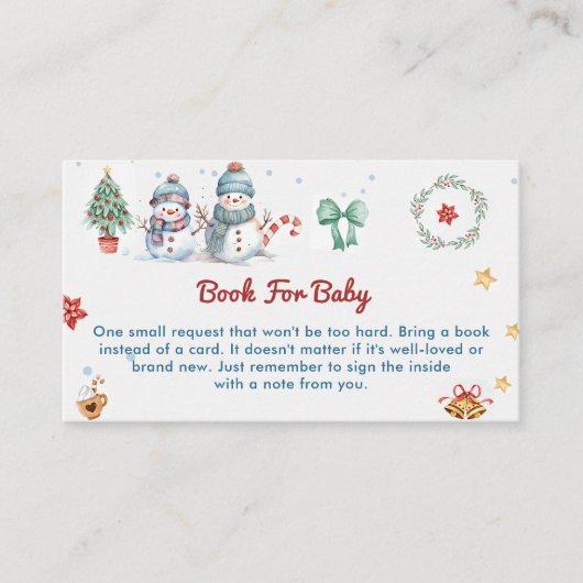 Boek voor Baby Christmas Snowman Party Informatiekaartje (Voorkant)
