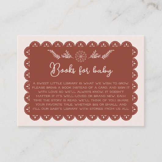 Boek voor Baby shower Mexican Papel Picado Neutral Informatiekaartje (Voorkant)